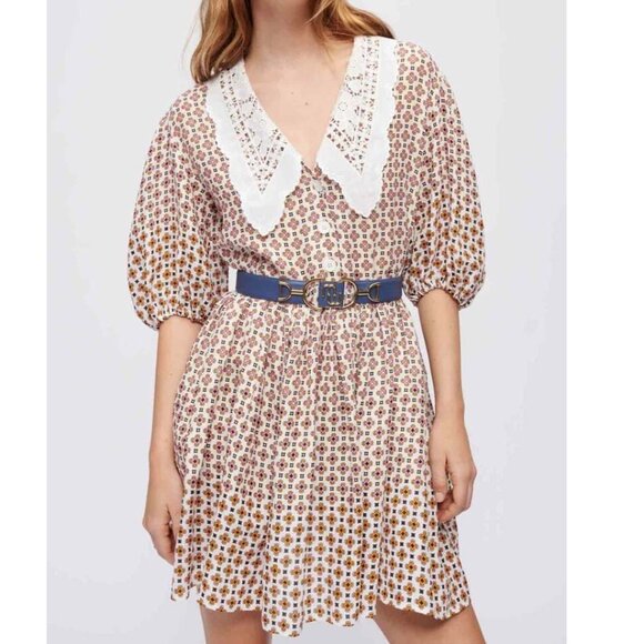 Maje Dresses & Skirts - MAJE Romelange Linen Dress With Embroidered Collar